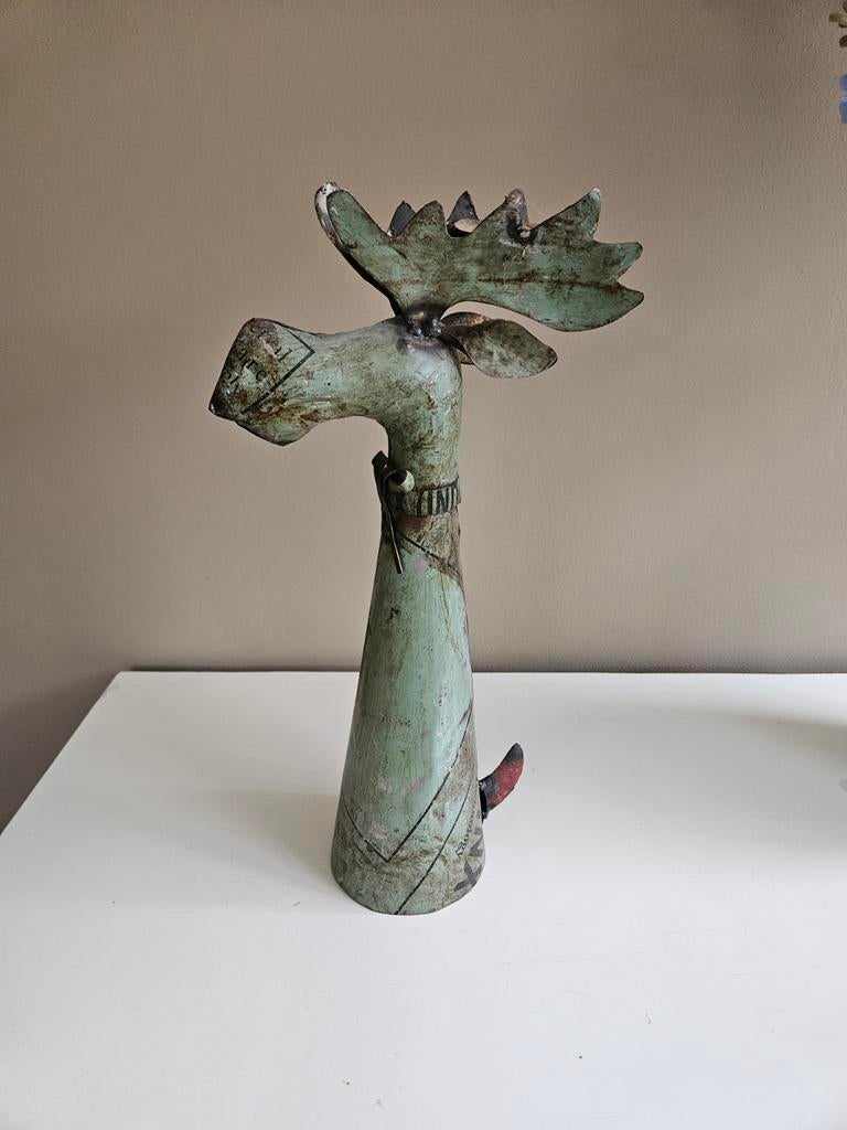 Uniek handgemaakt eland beeldje - Groen, Ophalen, Gebruikt, Dier