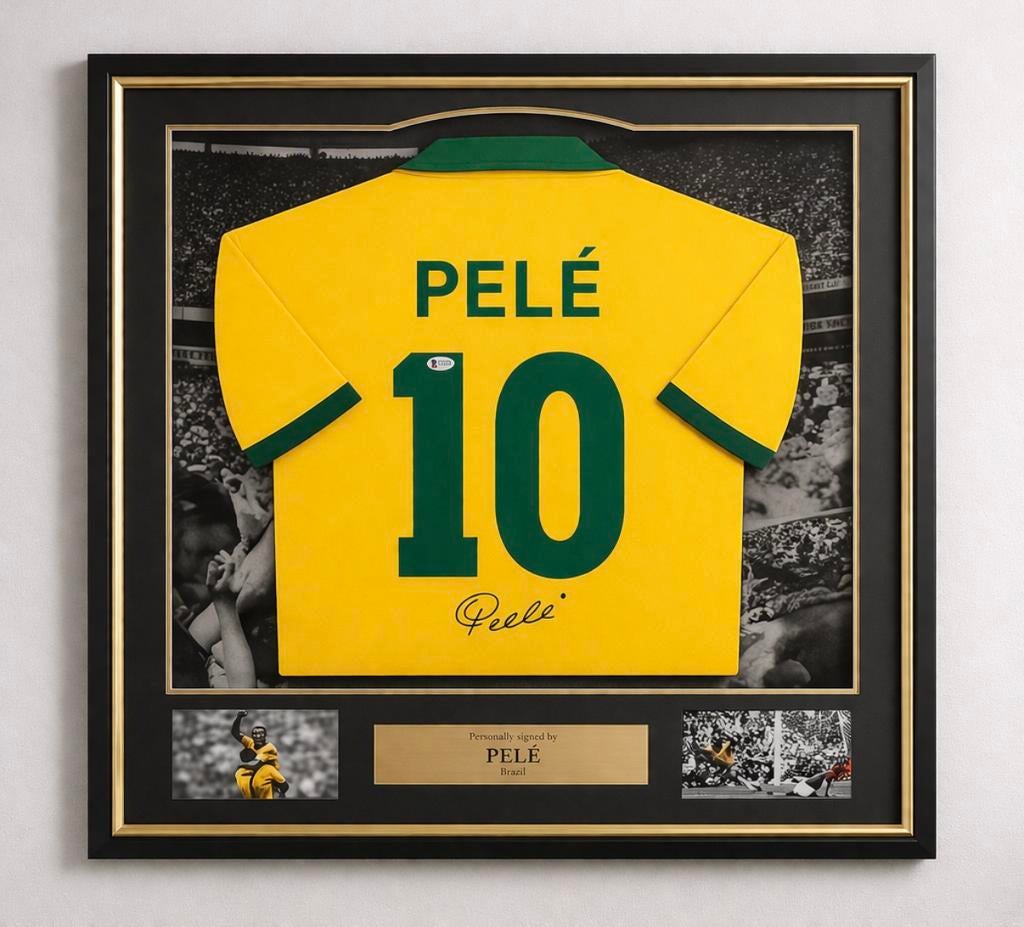 Framed Signed Pelé Brazil Jersey Beckett COA, Ophalen of Verzenden, Nieuw, Buitenlandse clubs, Shirt
