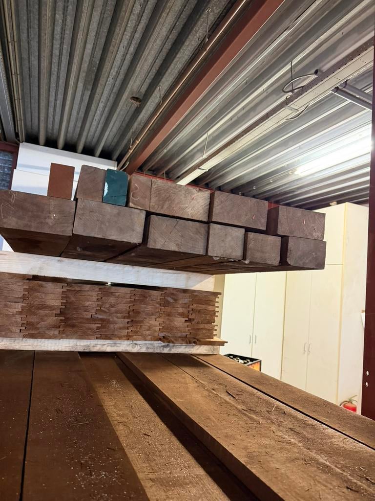 Iroko 80mm, Ophalen, Planken, Zo goed als nieuw, Hardhout