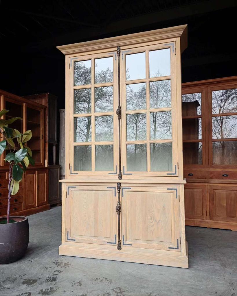 Zeer mooie eikenhouten vitrinekast | Franse buffetkast #2658, Niet ingevuld, 100 tot 150 cm, 200 cm of meer, Niet ingevuld