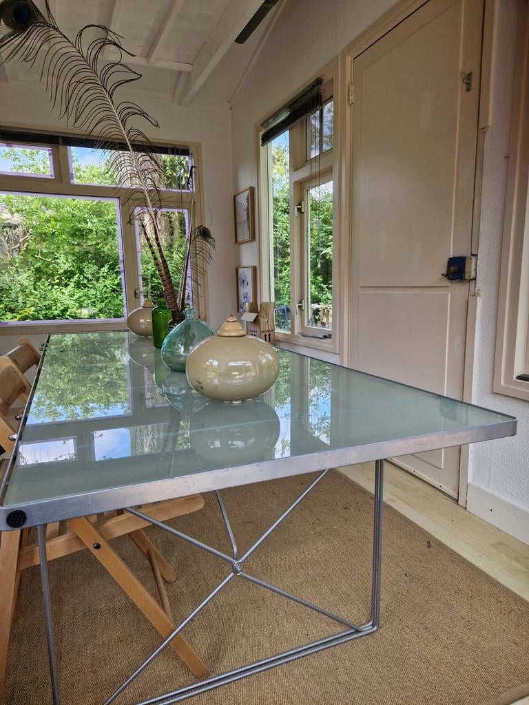 Glazen eettafel MOMENT Niels Gammelgaard IKEA jaren 80, Ophalen, Gebruikt, 200 cm of meer, 50 tot 100 cm