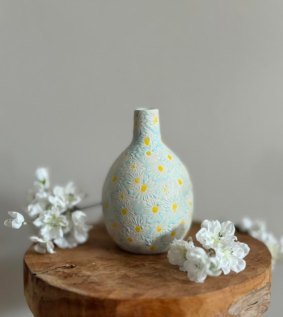 Des Pots vaasje.  Daisy, Huis en Inrichting, Blauw, Aardewerk of Porselein, Ophalen of Verzenden, Zo goed als nieuw