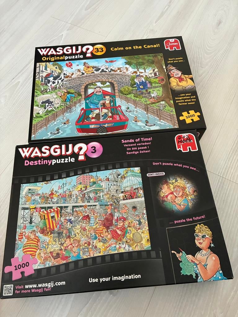 2 Wasgij puzzels ( een koop €8,00), Ophalen, 500 t/m 1500 stukjes, Zo goed als nieuw, Legpuzzel
