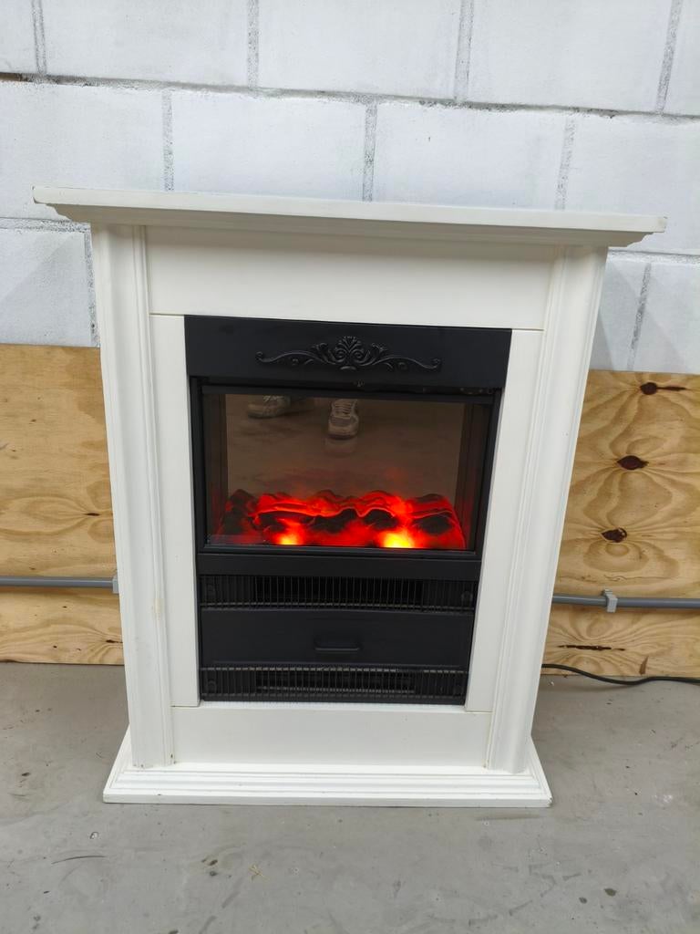 Prachtige elektrische sfeerhaard met kachel – Witte schouw, Huis en Inrichting, Haarden, Ophalen, Vrijstaande haard, Elektrische haard