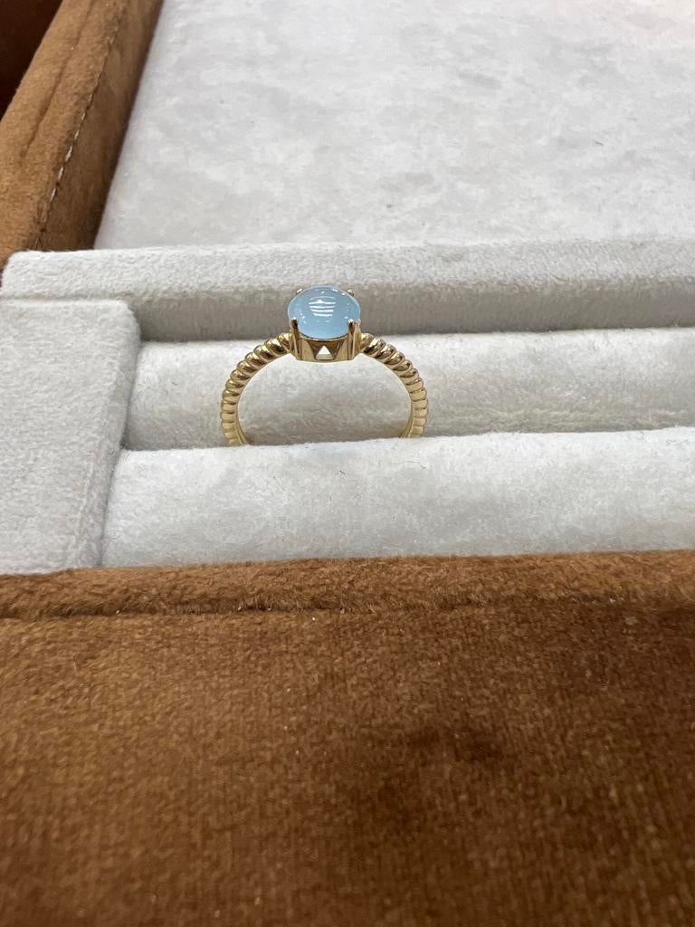 14k gouden ring met aquamarijn, Nieuw, Ophalen of Verzenden, Kleiner dan 17, Met edelsteen