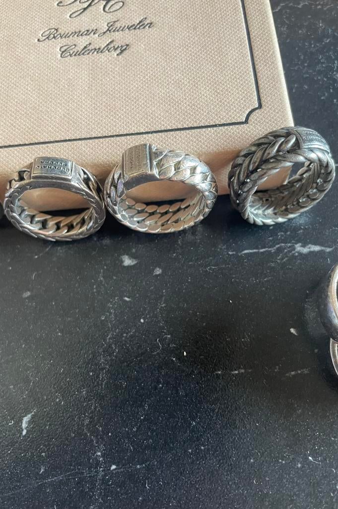 4 hele mooie zilveren ringen, Buddha to Buddha en puzzelring, Ophalen of Verzenden, Zo goed als nieuw, Zilver, Dame of Heer
