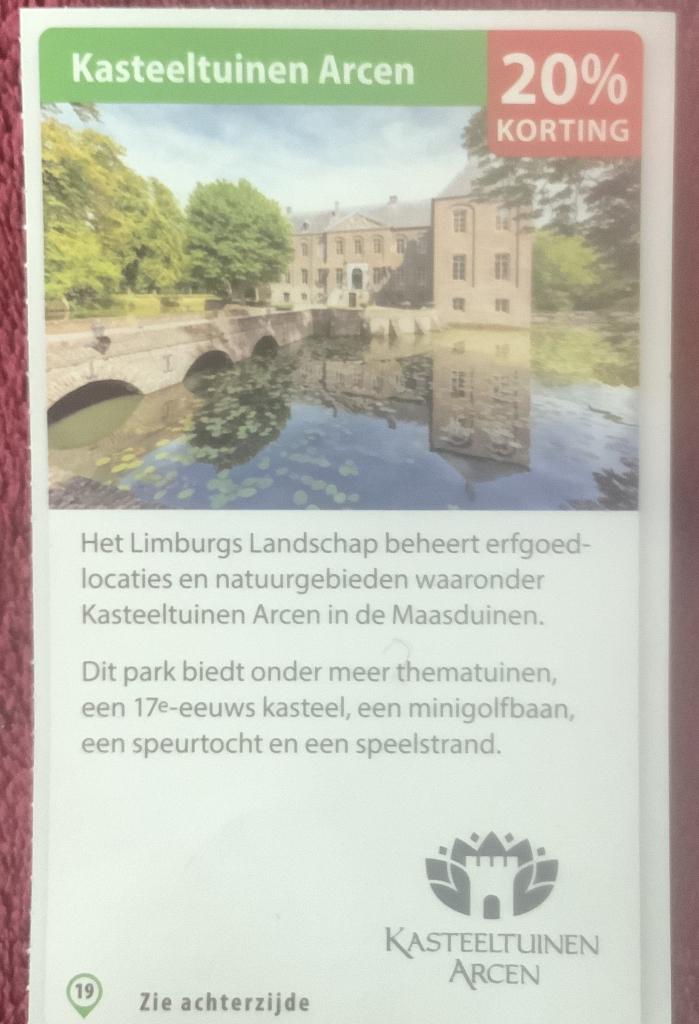 Het Limburgs Landschap - Kasteeltuinen Arcen Voordeelbon, Tickets en Kaartjes, Drie personen of meer, Kortingsbon, Overige typen