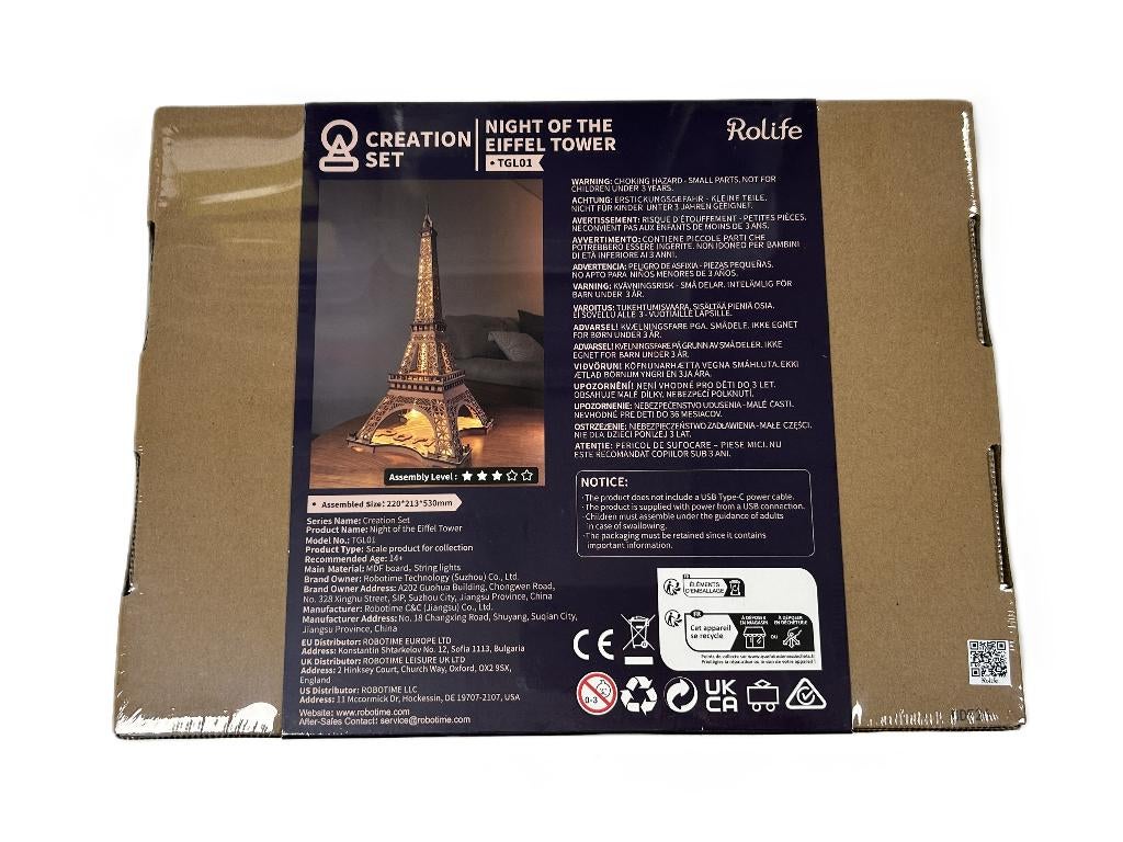 Robotime Night of the Eiffel Tower, Ophalen of Verzenden, Nieuw, Knutselwerk