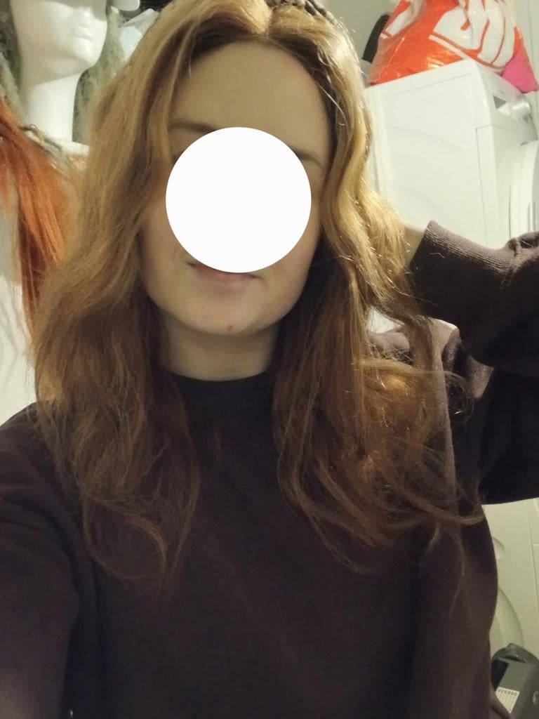 Blond bruine human hair wig, Ophalen of Verzenden, Pruik of Haarverlenging