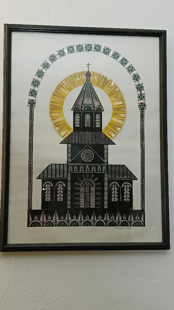 Polotsk kathedraal kunstwerk in lijst 40x55 cm, Huis en Inrichting, Woonaccessoires | Lijsten, Minder dan 50 cm, Ophalen of Verzenden