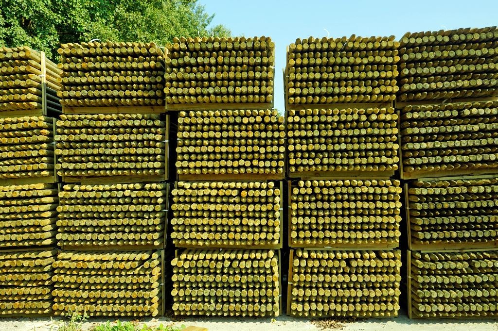 Ronde palen, weipalen, boompalen, geimpregneerd en gefreesd, Tuin en Terras, Ophalen of Verzenden, Nieuw, 180 tot 250 cm, Palen