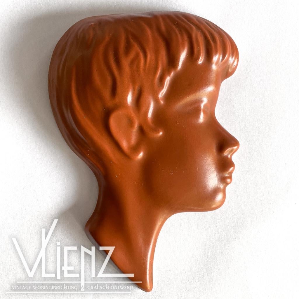 Vintage, midcentury wandmasker keramiek kind nr. 654, Ophalen of Verzenden, Huis en Inrichting