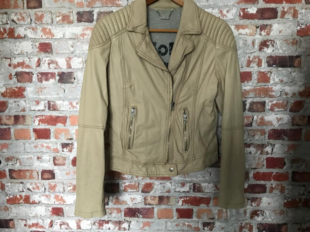 Mays & Rose leren jasje jack maat small 36 creme, Overige kleuren, Mays & Rose, Ophalen of Verzenden, Zo goed als nieuw