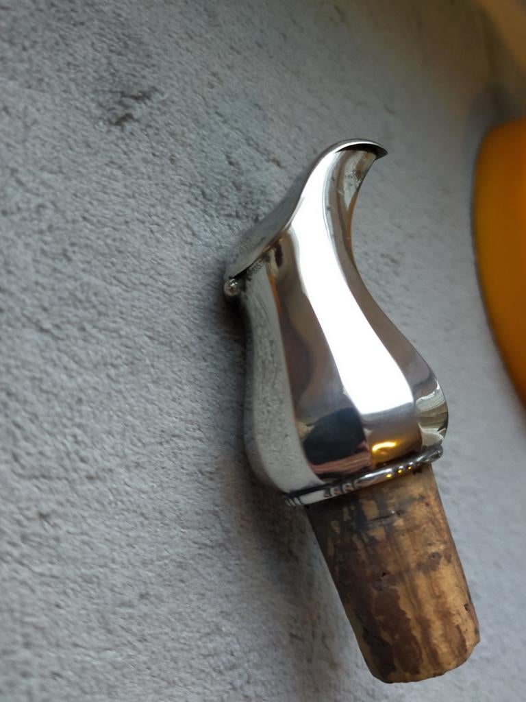 Zilveren 2e gehalte Schenkdop, Schenkkurk , wijn schenker,, Ophalen of Verzenden, Zilver
