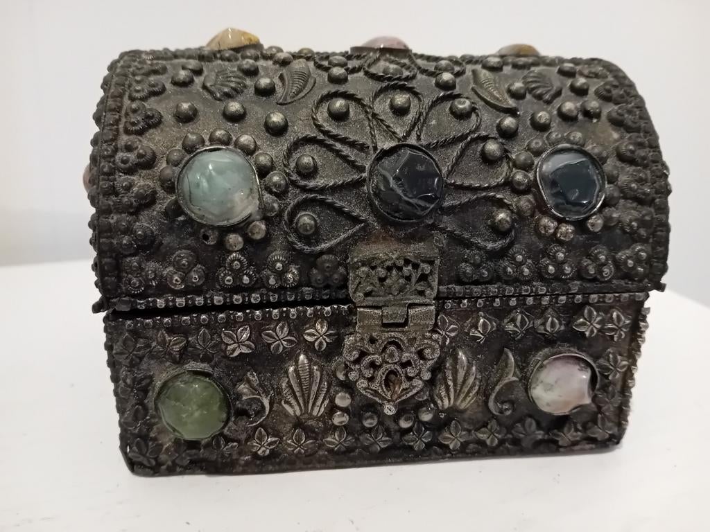 Vintage Marokkaanse Sieradendoos met Agaat, Ophalen of Verzenden