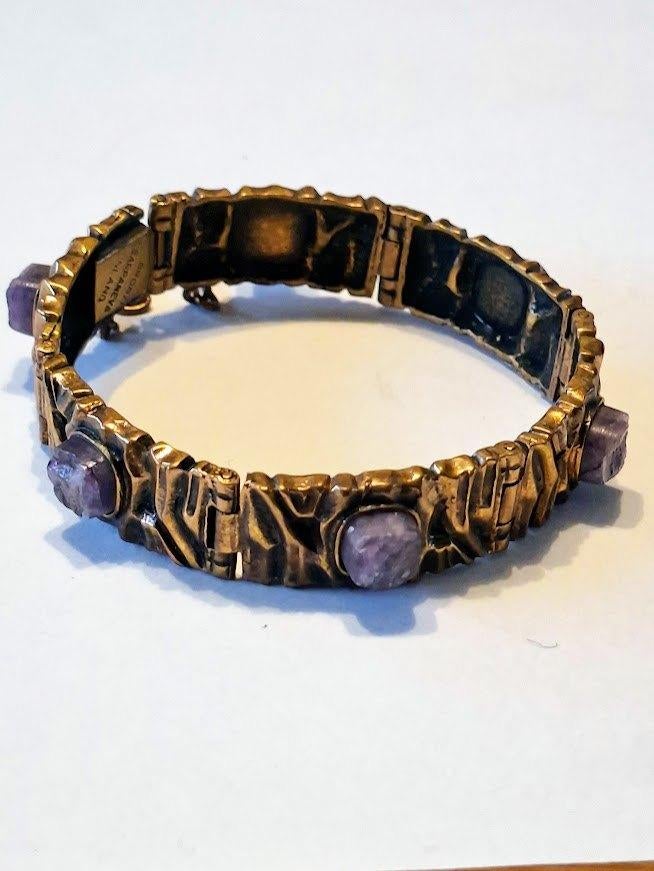 Vintage brutalist Pentti Sarpaneva Finland bronzen armband, Overige materialen, Gebruikt, Bruin, Ophalen of Verzenden