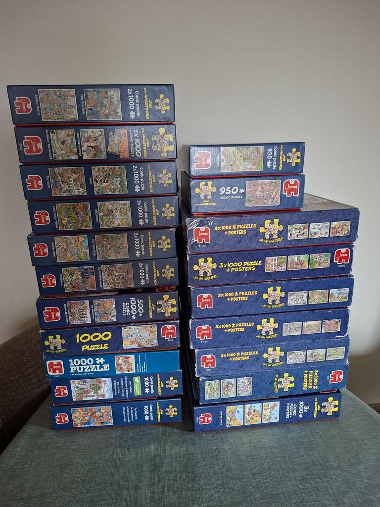 Jan van Haasteren diverse combi-puzzels 1000 stukjes, Ophalen, 500 t/m 1500 stukjes, Zo goed als nieuw