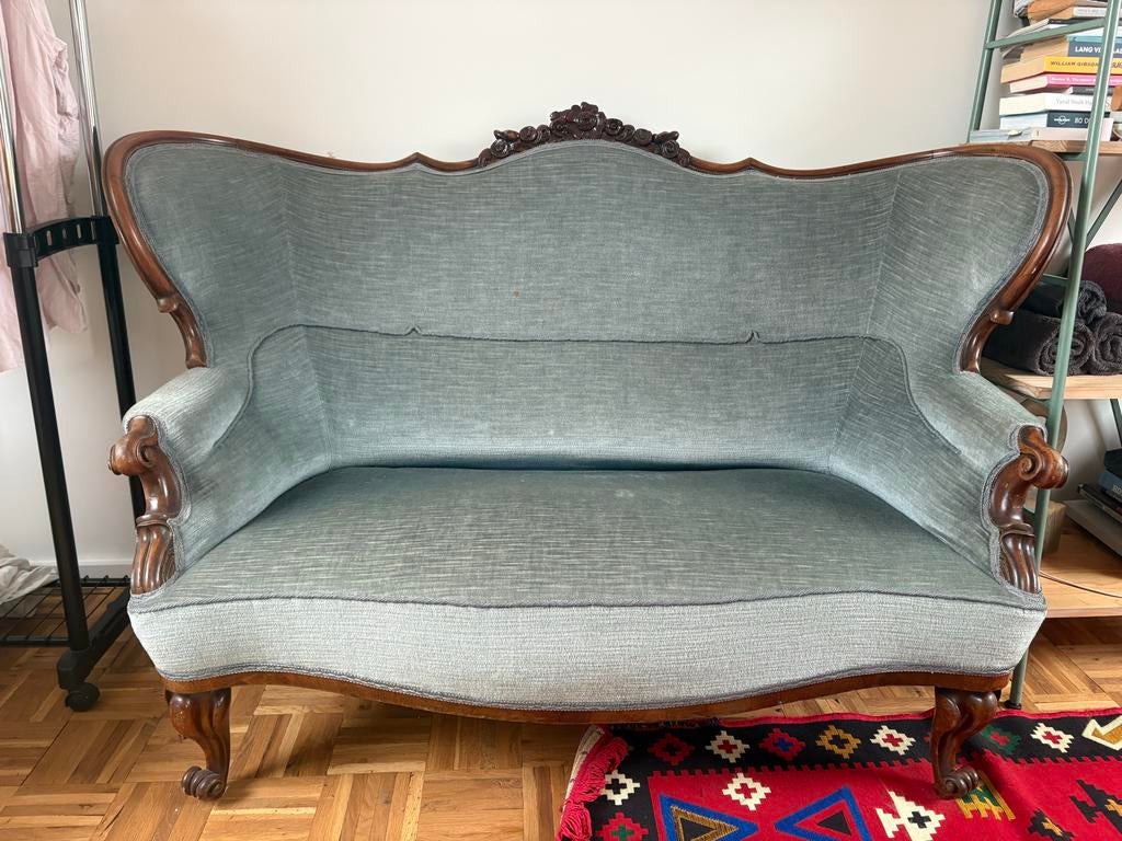 Biedermeier Vintage Scandinavisch Bankje met 2 Stoelen, Antiek en Kunst, Antiek | Meubels | Stoelen en Banken, Ophalen