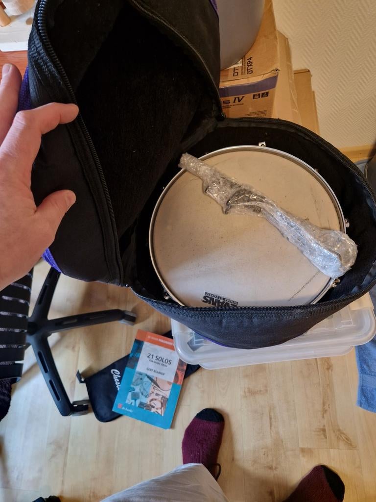 Vintage Beverly Snare Drum met standaard en opberghoes, Muziek en Instrumenten, Percussie, Ophalen of Verzenden, Gebruikt, Trommel