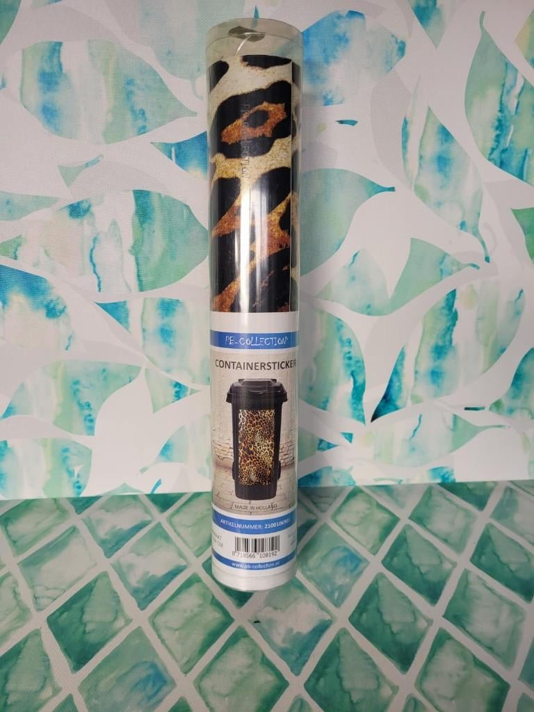 container / kliko sticker met luipaardprint. Merk PR, Kunststof, ., Nieuw, 40 liter of meer