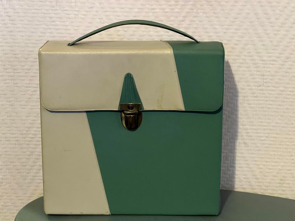 Vintage koffer singles vinyl opberger jaren 50/60, Cd's en Dvd's, Vinyl Singles, Ophalen of Verzenden, Gebruikt, Single