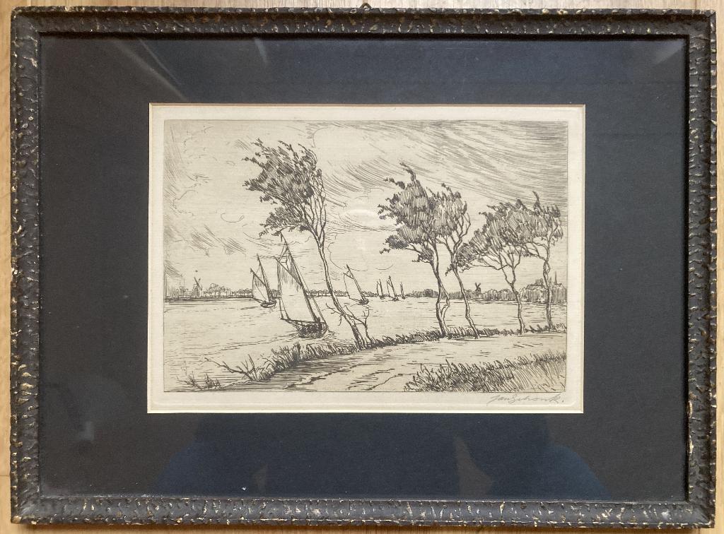 Litho Jan Schonk Kralingse plas, Ophalen of Verzenden