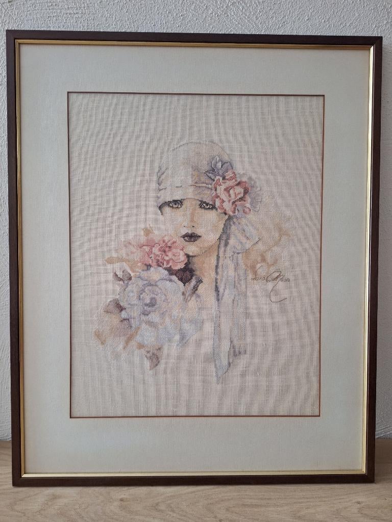 Sara Moon hand gemaakt borduurwerk/ schilderij, Ophalen, Zo goed als nieuw, Schilderij, 50 tot 75 cm