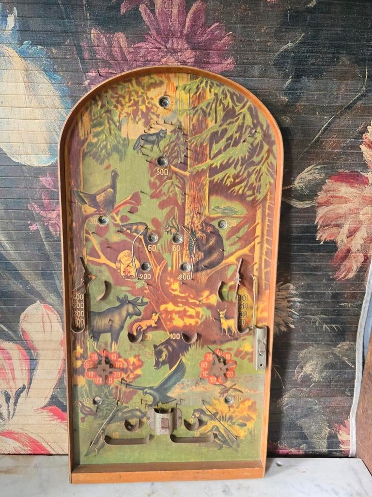 Oud houten knikkerspel bosdieren, Ophalen of Verzenden