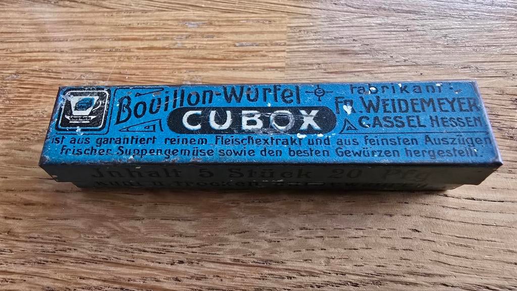 CUBOX Bouillon-Würfel  metalen doosje in mooie staat, Verzamelen, Blikken, Ophalen, Overige, Overige merken