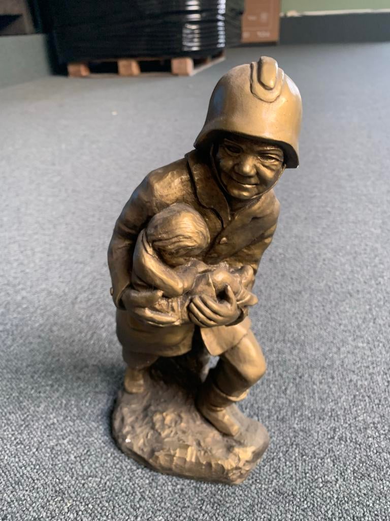 Bronzen beeld brandweer, Ophalen of Verzenden, Brons