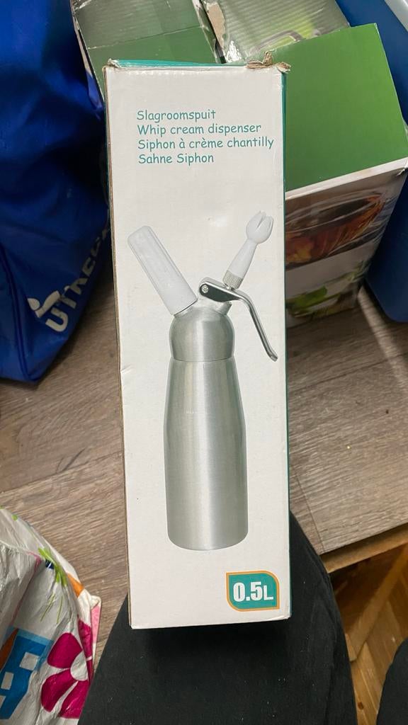 Slagroomspuit 0.5L nieuw RVS, Ophalen of Verzenden, Nieuw