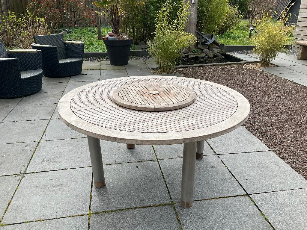 Ronde design tuintafel, Ophalen, Gebruikt, Rond, Hout