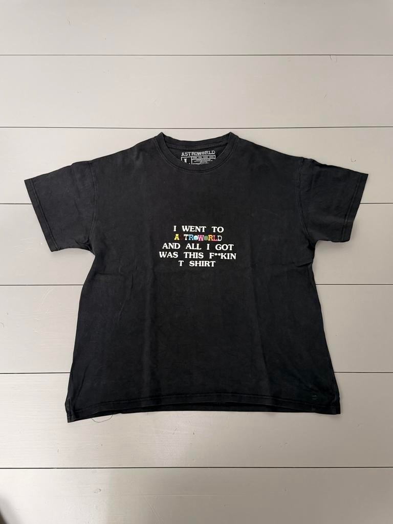 Travis Scott Astroworld T-shirt "I WENT TO ASTROWORLD", Ophalen of Verzenden, Gedragen, Maat 52/54 (L), Zwart