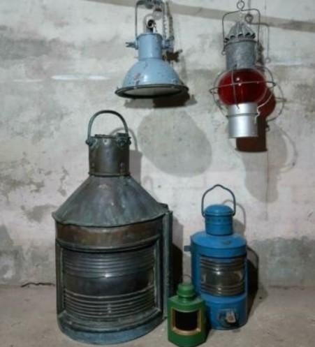 Oude antiek vintage scheepslamp ankerlicht, Ophalen of Verzenden