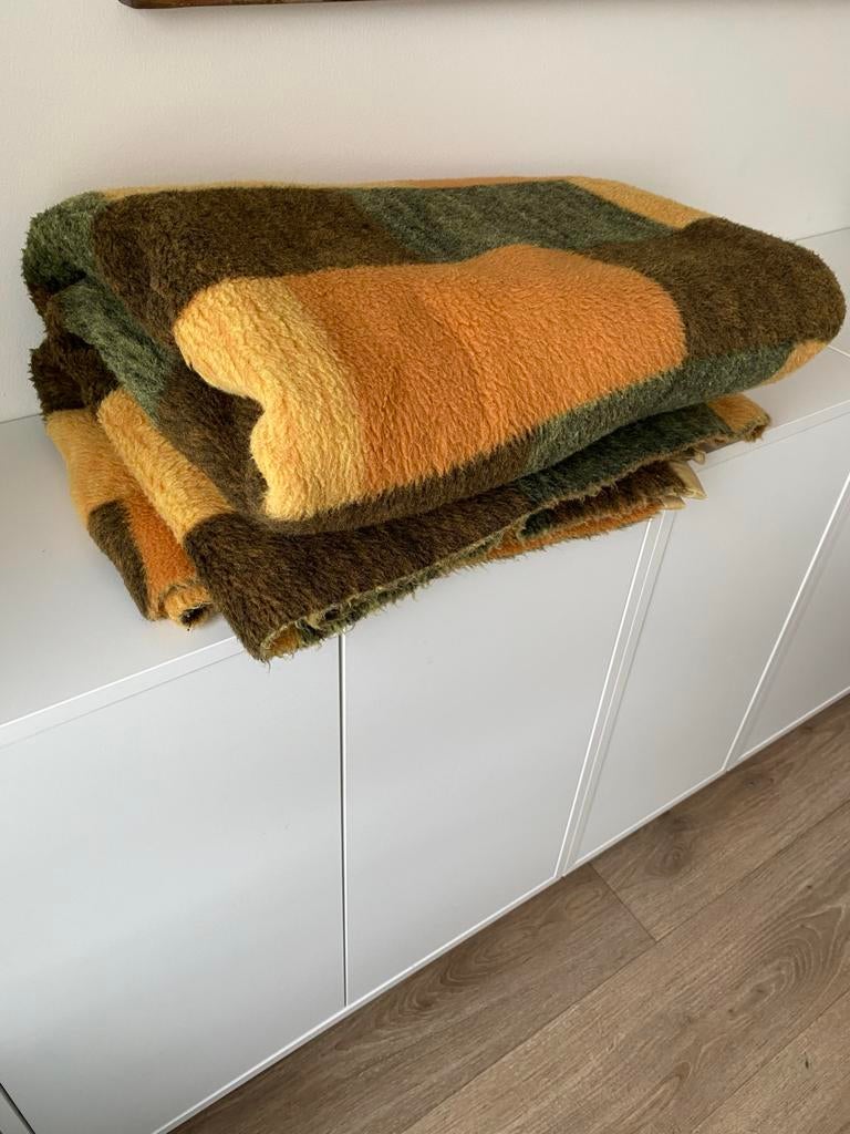 Vintage retro wollen Didas deken - mooie kleuren, 100 tot 150 cm, Bruin, Ophalen of Verzenden, Zo goed als nieuw