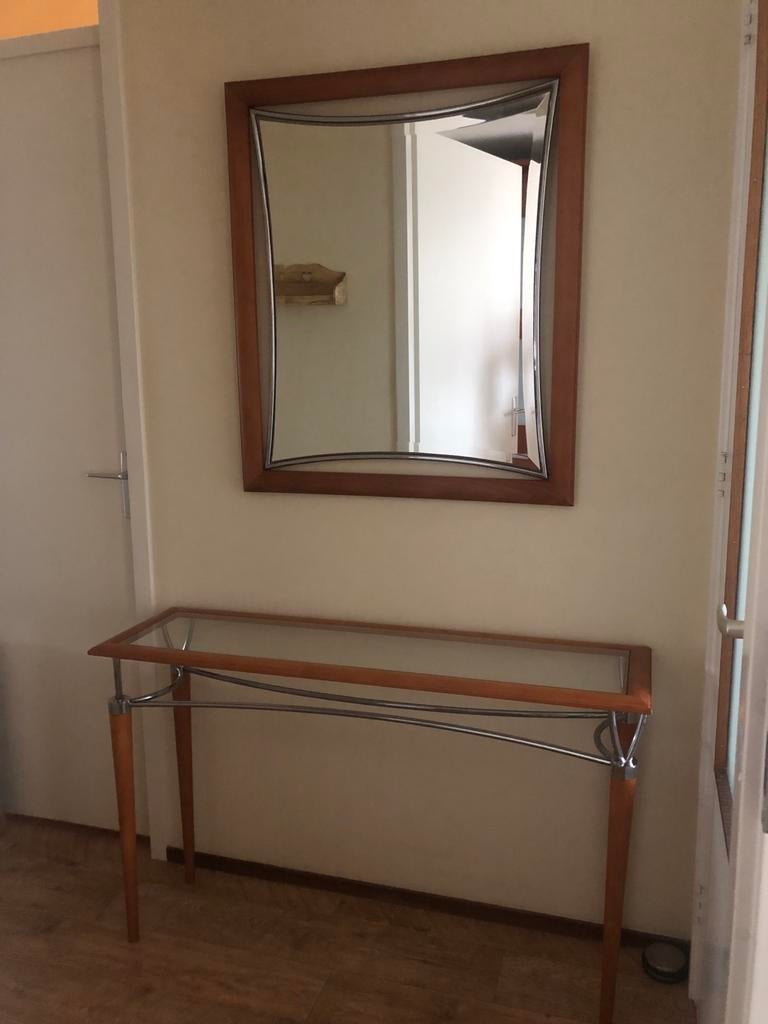 Side table / toilettafel + bijpassende spiegel kersenhout, Huis en Inrichting, Tafels | Sidetables, Ophalen, Zo goed als nieuw