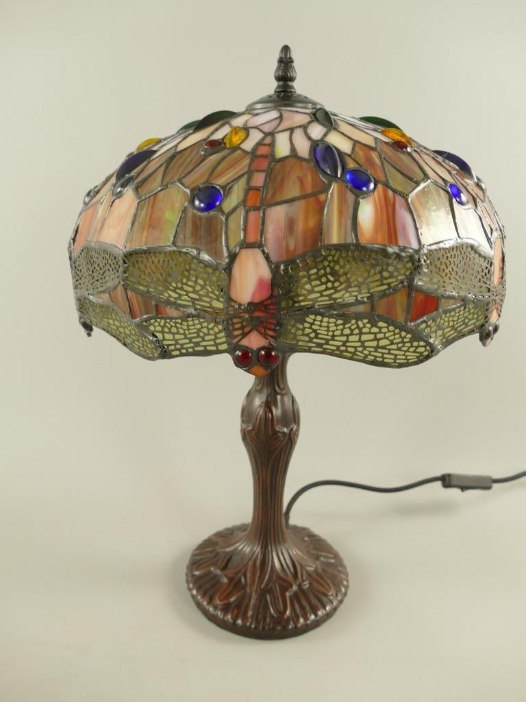 Tiffany-lamp met Libelle Design - E27 fitting, 46 cm hoog, Ophalen of Verzenden
