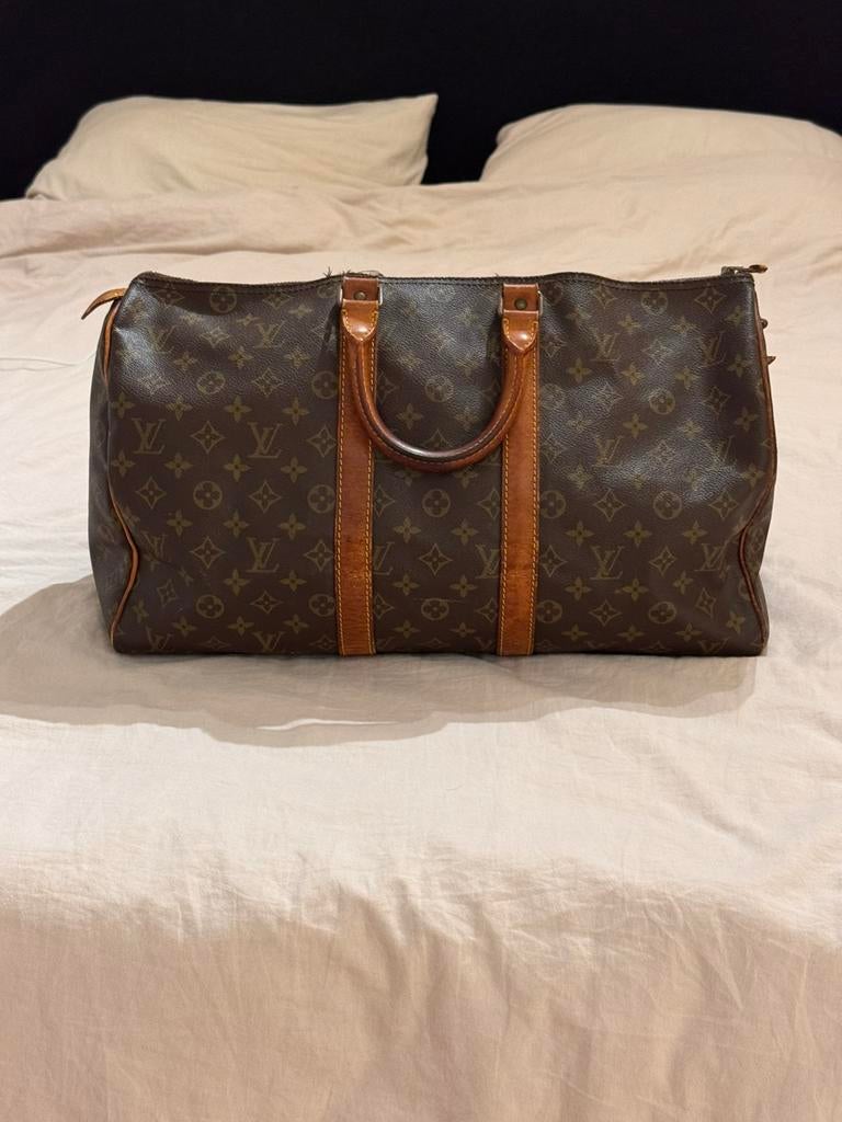 Louis Vuitton Keepall 45L (kapotte rits!!), 40 tot 60 cm, 30 cm of meer, Gebruikt, Bruin