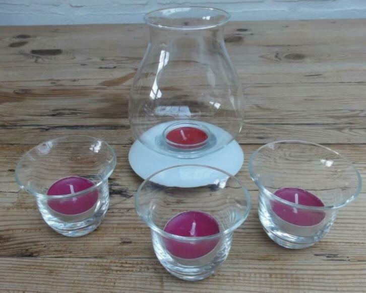SALE Glazen theelicht houdertjes, 1 x Arberg, Overige materialen, Gebruikt, -, Wit