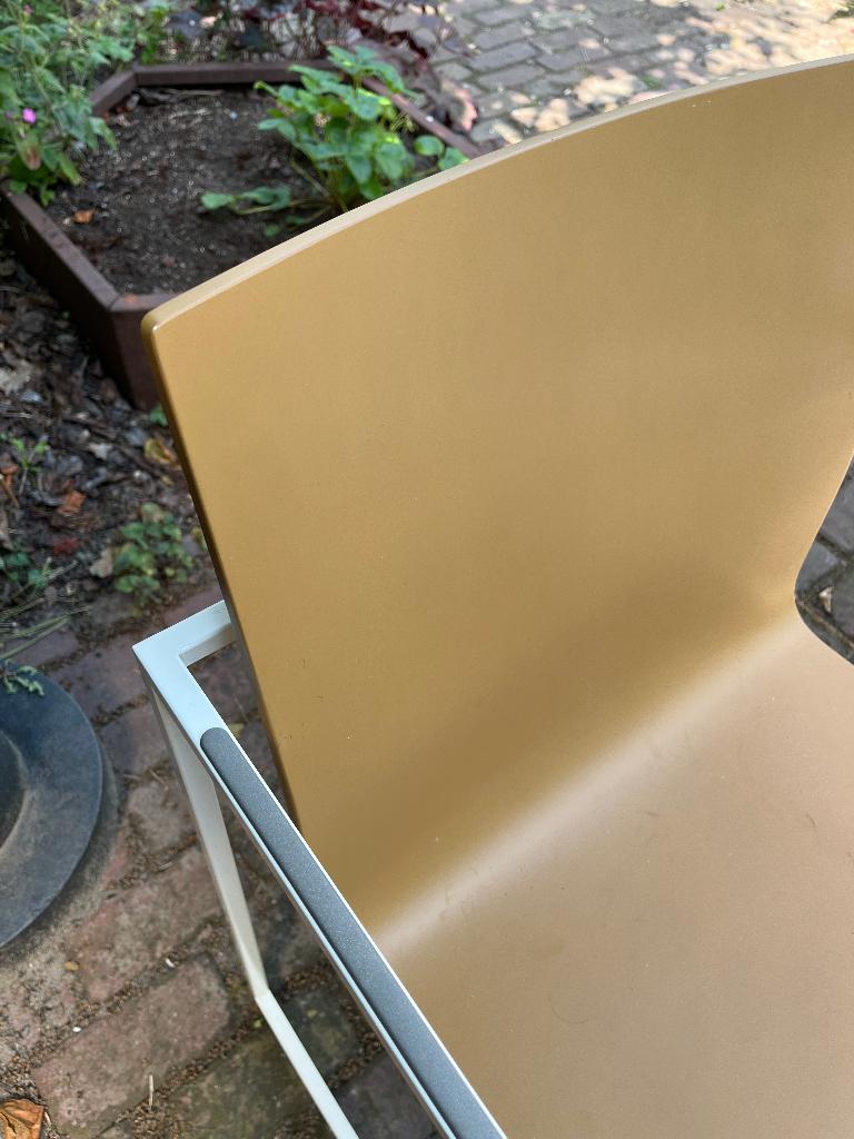 2x Arco Frame eetkamerstoel Hout, metaal, stof, Ophalen, Gebruikt, Twee, Bruin