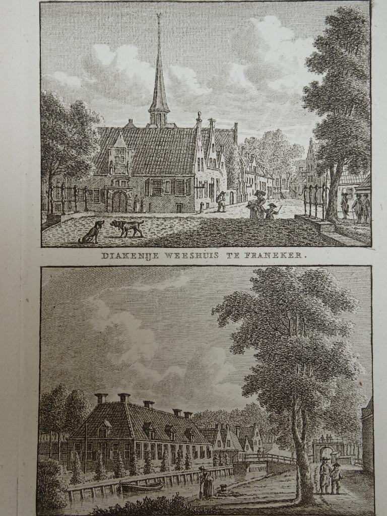 gravure diakonie weeshuis en armenhuis Franeker Bendorp 1793, Antiek en Kunst, Verzenden