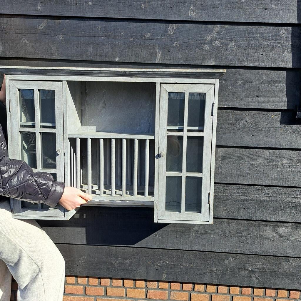 Brocant kastje hangend grijs, Ophalen