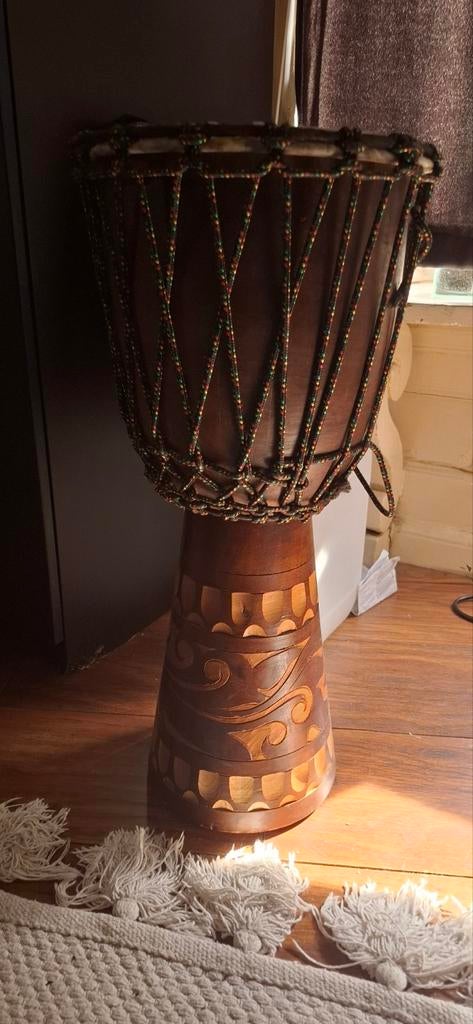 Houten djembé met touwbespanning, Ophalen of Verzenden, Gebruikt, Trommel