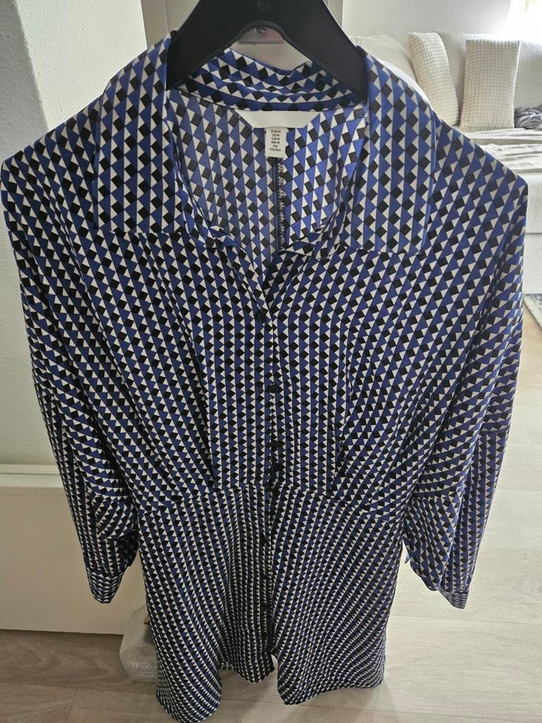 H&M Blouse met geometrische print - Nieuw, Maat 38/40 (M), H&M, Blauw, Nieuw