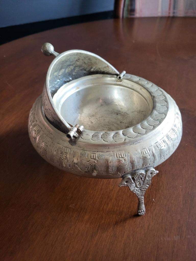 Antieke Kaviaar- of Boterkoeler met Oosterse Decoratie, Ophalen of Verzenden