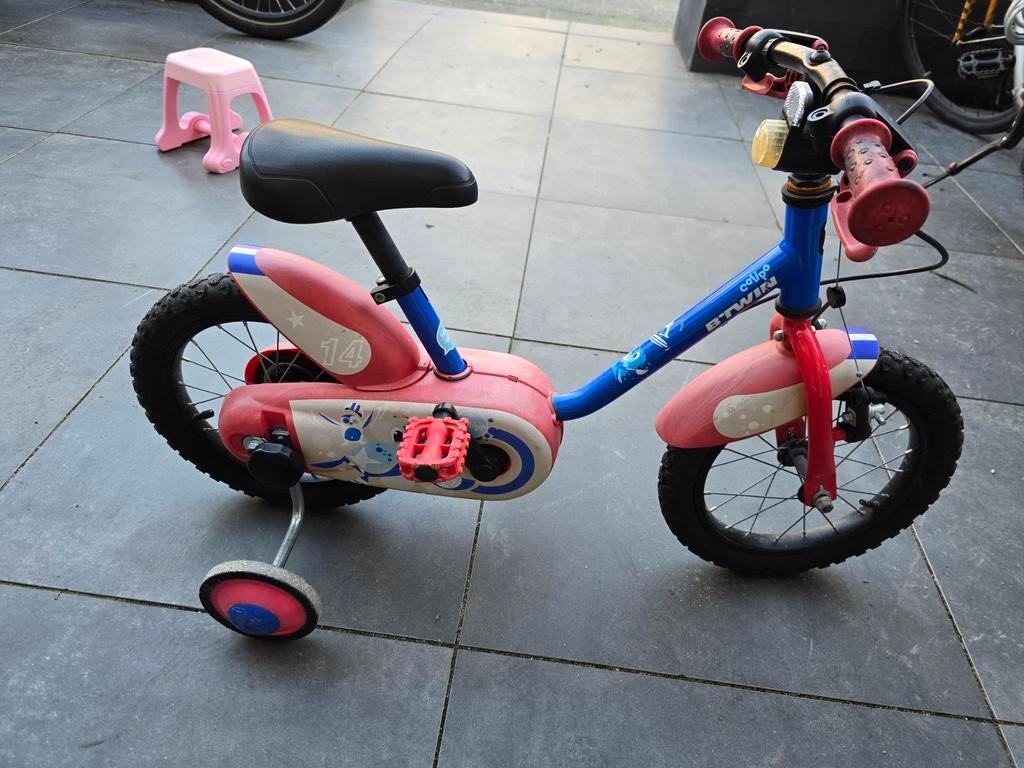 B'Twin kinderfiets 14 inch, Ophalen, Gebruikt, Minder dan 16 inch, Zijwieltjes