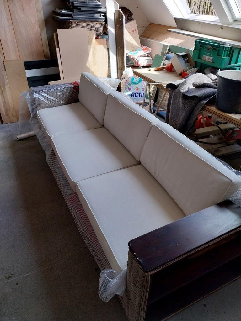 Rieten loungeset met bijpassend Rieten poef, Ophalen