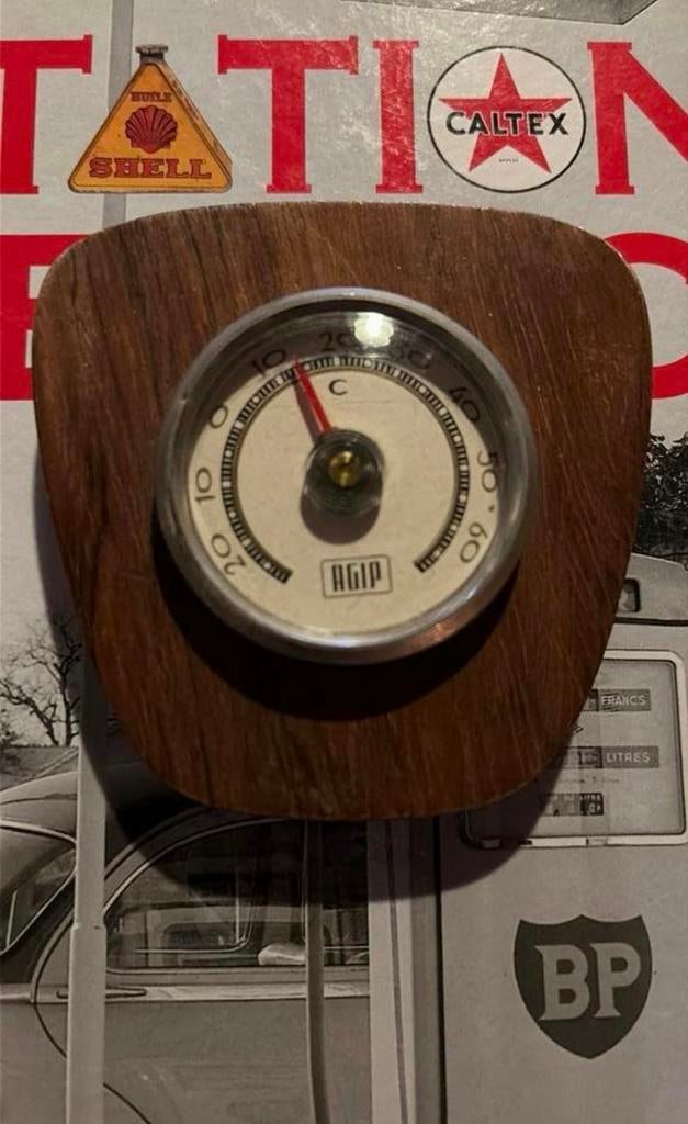 Agip benzinepomp station thermometer origineel jaren 50, Ophalen of Verzenden, Gebruikt, Reclamebord