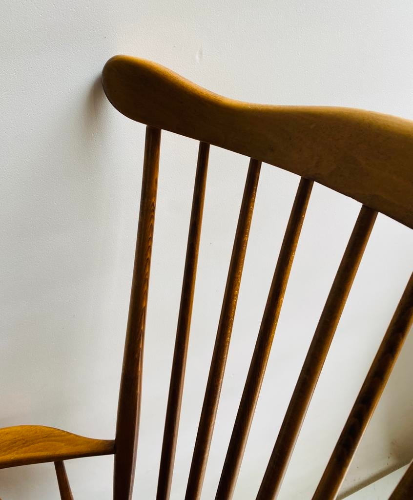 Jaren 60 houten schommelstoel , Scandinavisch design, Ophalen, Gebruikt, Scandi, Minder dan 75 cm