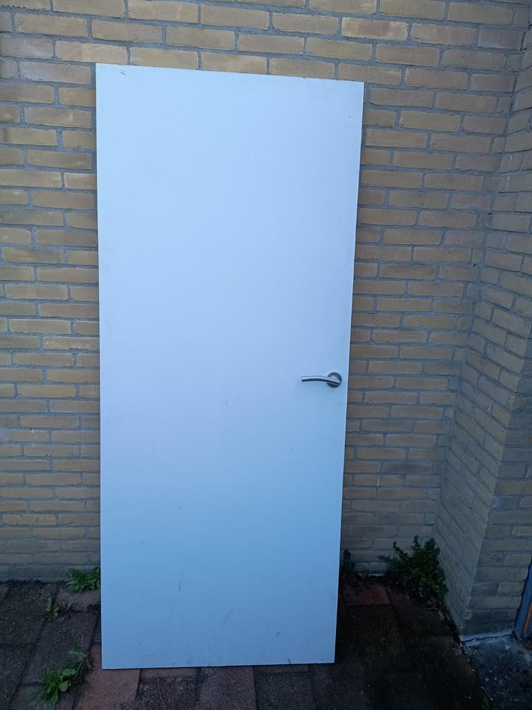 Witte binnendeur Cando gegrond stomp 85x200cm met klink, Ophalen, Gebruikt, Binnendeur, 200 tot 215 cm